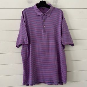 Peter Millar XL Golf Polo Striped blue and pink